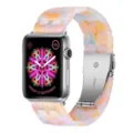 Resin watch band compatible with Apple Watch, stylish colorful marble pattern strap. - Multicolor