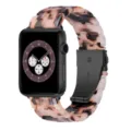 Resin watch strap compatible with Apple Watch tortoise shell link bracelet black clasp women - 38mm/40mm/41mm / Black and Gray