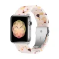 Resin watch band for Apple Watch, stylish tortoiseshell replacement strap with stainless steel clasp. - 38mm/40mm/41mm / Nougat