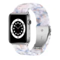 Resin watch band compatible with Apple Watch, marble pattern replacement strap with metal clasp. - Floral Blue
