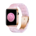 Pink resin Apple Watch band replacement strap with rose gold stainless steel clasp for women - Pink Floral