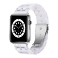 White resin watch band replacement strap compatible with Apple Watch, stylish metal buckle design. - Silver