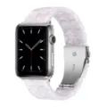 Resin Watch Band Pink White Marble Replacement Strap Compatible with Stainless Steel Buckle - Pearl White