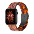 Stylish resin strap for Apple Watch, tortoise shell amber replacement band with steel buckle. - Tortoiseshell