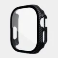 Carbon fiber pattern PC protective case with tempered glass screen protector for Apple Watch 49mm - 49MM Integrated Tempered Glass Case / Carbon Fiber