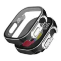 Electroplated dual-color PC tempered glass case compatible with Apple Watch Ultra smartwatch. - Black & Silver