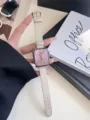 Cinturino in pelle con trama a croce di alta qualità compatibile con Apple Watch, morbido. - 38mm / Bianco Albicocca