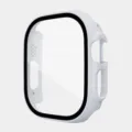 White PC Hard Case with Screen Protector for Apple Watch Ultra 49mm Protective Cover - 49MM Integrated Tempered Glass Case / White