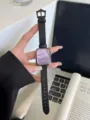 Cinturino per orologio in pelle Saffiano nera compatibile con Apple Watch, morbido. - 38mm / Nero