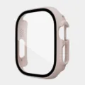 Protective case with tempered glass screen protector for smart watch, 49mm pink PC cover. - 49MM Integrated Tempered Glass Case / Pink