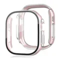Kompatibel mit Apple Watch Ultra Hülle PC Displayschutz Roségold Neu Top Angebot - Rosa Basis mit Silber Rand