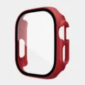 Durable Red PC Protective Case with Tempered Glass Screen Protector for Smartwatch 49mm - 49MM Integrated Tempered Glass Case / Red