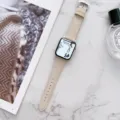 Beige lederen horlogeband 41mm compatible met apple watch se retro stijl esthetisch accessorio - Bevestig het horlogemodel voordat u bestelt / gebroken wit