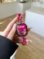 Ersatzarmband aus Harz mit Blütenblatt-Design für Apple Watch, stilvolles rosa Gliederarmband. - Harz Oval - Beere