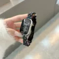 Harz Apple Watch Ersatzarmband Blumen Design modisches stilvolles Uhrenarmband Zubehör - Harz Oval - Schwarze Blume