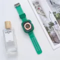 Transparent green silicone sport strap and case compatible with Apple Watch ultra 8 7 6 se. - Original Dial Only / Transparent Green