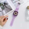 Transparant paars siliconen horlogebandje en hoesje, compatibel met diverse smartwatchmodellen. - Transparant Paars
