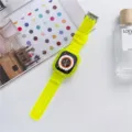Neon geel siliconen geïntegreerd horlogebandje en hoesje compatibel met Apple Watch. - Transparant Geel