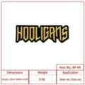 Gold embroidered HOOLIGANS letter patch DIY jacket clothing accessory, stylish badge appliques. - Hooligans Lettering (AK-66)
