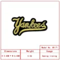 Gold cursive Yankees embroidered patch iron on badge applique clothing accessory 3.4x6.4cm - Gold Yankees Style (AK-71)