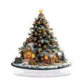 Acryl Weihnachtsbaum Schneehaus Detail, Tisch warme Licht Ornament, festliche Dekoration. - Leuchtendes Haus und Baum Stil (3) / 20cm