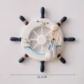 Decorazione murale in legno con timone di nave in stile mediterraneo nautico - Stile Catena di Pesci Perla Blu Tavola Bianca