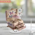 2D flat acrylic ballerina music box ornament desktop decor cute holiday gift display piece - Ballet Girl Music Box Style (2) / 10cm Rotating Stand