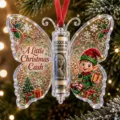 Weihnachtlicher Acryl Schmetterling Geldgeschenk Halter Ornament mit niedlichem Elfen. - 3D Stil 10*10*0.4 / Weihnachtself Schmetterling Stil (4)