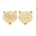 Gold stainless steel St Benedict medal connector, detailed religious DIY jewelry pendant. - 3-Holes / Gold