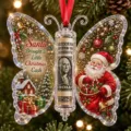 Weihnachts Geldgeschenk Schmetterling Acryl Ornament Halter festlicher Baum Hängedekoration Variante - 3D Stil 10*10*0.4 / Weihnachtsmann Schneehaus Schmetterling Stil (6)