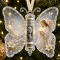 Weihnachten Acryl Schmetterling Geldgeschenk Halter Ornament Festlicher Baum - 3D Stil 10*10*0.4 / Schneeflocke Engel Schmetterling Stil (8)
