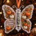 Acryl Schmetterling Weihnachtsgeldhalter mit herbstlichen Kürbis- und Ahornblatt-Dekorationen. - 3D Stil 10*10*0.4 / Herbst Kürbis Schmetterling Stil (15)