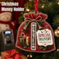 Weihnachten Acryl Geldhalter Ornament für Feiertag Bargeld Geschenk Baum Hängedeko. - 3D Stil 10*10*0.4 / Rote Weihnachtstüte Stil (19)