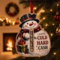 Weihnachtliches Acryl Schneemann Geldgeschenk Ornament mit Aufhaengung und festlichem Motiv. - 3D Stil 10*10*0.4 / Schneemann Form Stil (23)