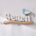 Mediterranean style wooden beach wall hanging decor, children room decoration with 39cm size. - Seabird Hanging Plaque / Green