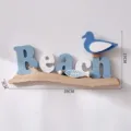 Mediterranean wooden beach wall decor with seagull and fish for kids room bedroom hanging - Seabird Hanging Plaque / Dark Blue
