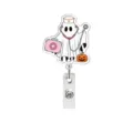 Cute Halloween ghost nurse acrylic badge reel retractable ID card holder for office workers - First Aid Kit Stethoscope Ghost