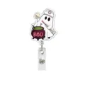 Halloween Ghost Nurse Acrylic Badge Reel Retractable ID Holder Medical Work Badge - Green Potion Ghost