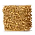 Rollo de cadena de bolas satelital de acero inoxidable dorado para hacer joyas de bricolaje. - Cadena 0.3x1.2mm, Cuentas 3mm / Dorado