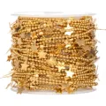 Cadena de bolas de acero inoxidable dorado con dijes de estrella para joyería DIY. - Dorado