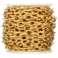 Vista detallada de cadena cruzada facetada de acero inoxidable dorado para joyeria diy. - Alambre de 0.25mm * 1mm Ancho * 1.5mm Largo / Dorado