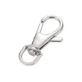 Detalle mosquetón giratorio de acero inox, clip metálico duradero para llaveros DIY y manualidades. - Color acero