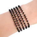 Vista detallada de pulsera de cadena de cuentas de cristal negro para joyeria DIY. - Negro