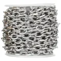 Rollo de cadena de acero inoxidable para joyería DIY, accesorio de pulsera de collar plateado - Alambre de 0.25mm * 1mm Ancho * 1.5mm Largo / Color acero