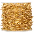 Vista detallada de cadena de corazones de acero inoxidable dorado para joyas DIY. - Dorado