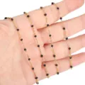 Gold stainless steel chain with black enamel beads for DIY jewelry making crafting supplies - Gold Chain with Black Beads
