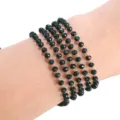 Dark green crystal glass beaded multi-layer bracelet necklace DIY accessory detail view. - Dark Green