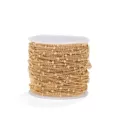 Rollo de cadena de cuentas de acero inoxidable dorado para joyería DIY y manualidades - Rollo 5M (Alambre 0.5mm/Ancho 2.0mm/Cuenta 3mm) / Dorado
