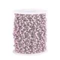 Stainless steel enamel beaded chain roll for DIY jewelry making, pink enamel satellite chain spool. - Steel Chain with Pink Beads