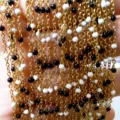 Gold stainless steel enamel bead chains with black and white drops for DIY jewelry making. - Gold Chain with Black and White Beads